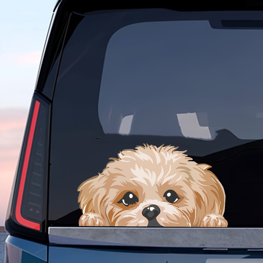 

1pc Adorable Peeking Teddy Dog Car Sticker For Car Truck Suv Window Body Bumper 3d Funny Animals Pet Dog Decorative Decal Motorcycle Laptop Luggage Waterproof Stickers