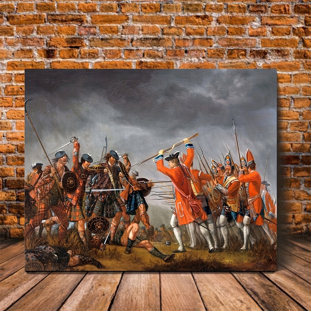 TEMU 1pc, Scottish Vintage Painting Canvas Print With Wooden Frame 11.8x15.7 Inch For Bedroom And Living Room Wall Art Yzm270