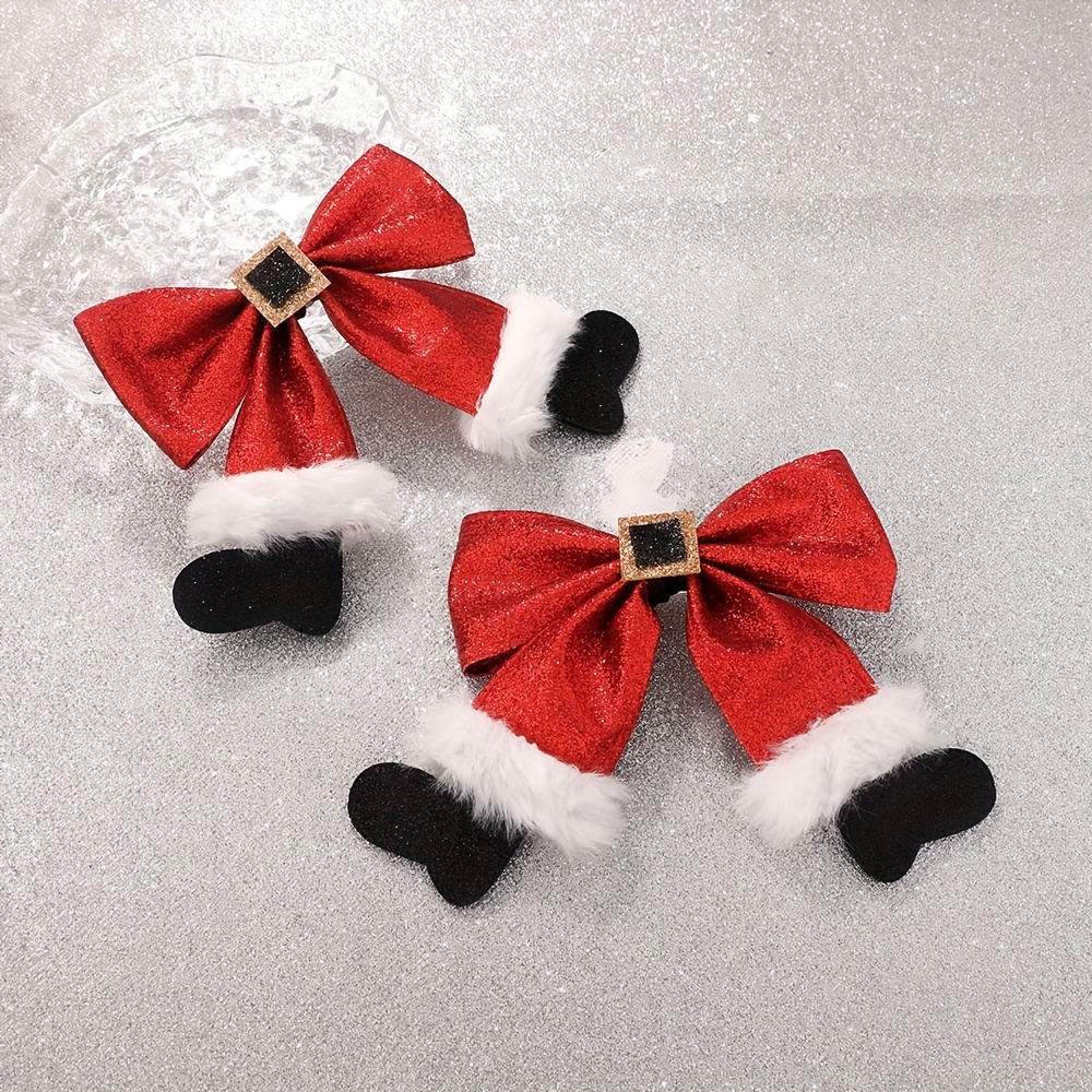 

Cute Red Santa Claus Bow Hair Clips For Women Christmas Holiday Accessories Decoration Perfect Christmas Gift