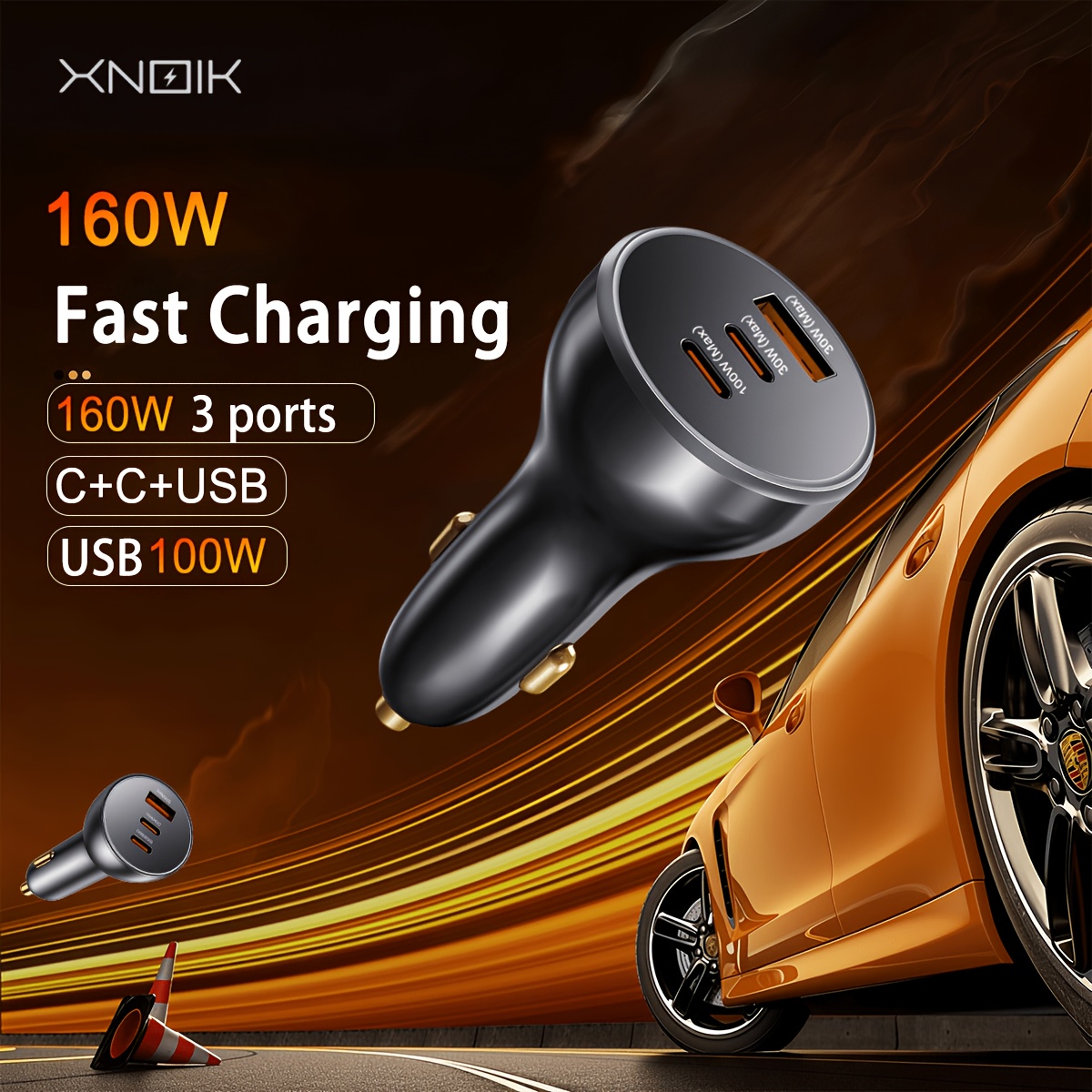 Kit chargeur de voiture 160W pour Starlink Mini avec câble d'alimentation DC USB-C de 3 m, charge rapide 3 ports, sortie haute puissance stable, câble durable à faible résistance, adaptateur de véhicule Plug and Play pour voitures, SUV, camping-cars, voyages d'été, camping et voyages en plein air