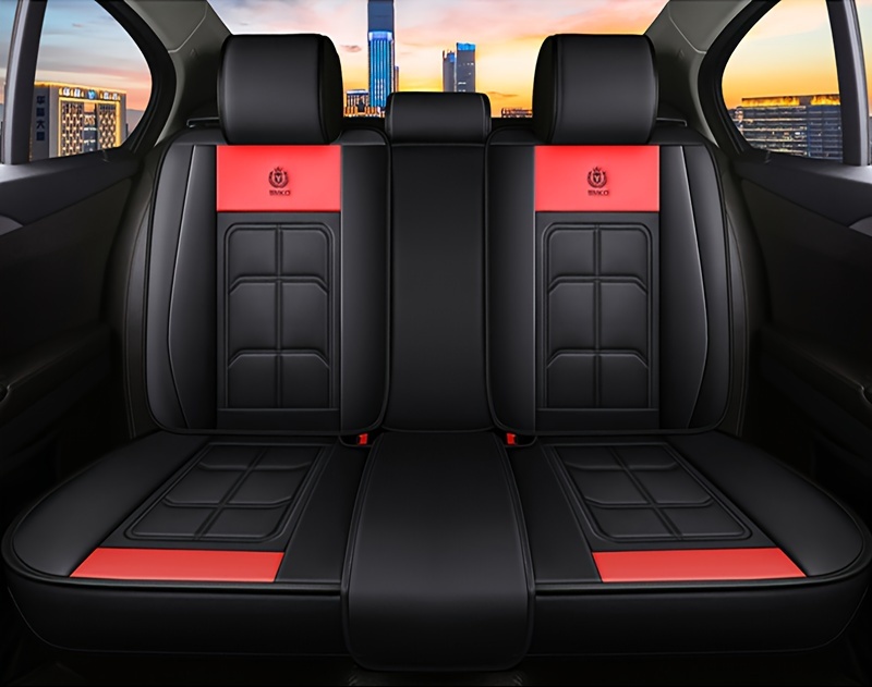 5pcs Full Set Car Seat Covers -  Fit for Most Sedans, SUVs & Trucks - Premium PU Leather, Waterproof & Breathable - Year-Round Protection