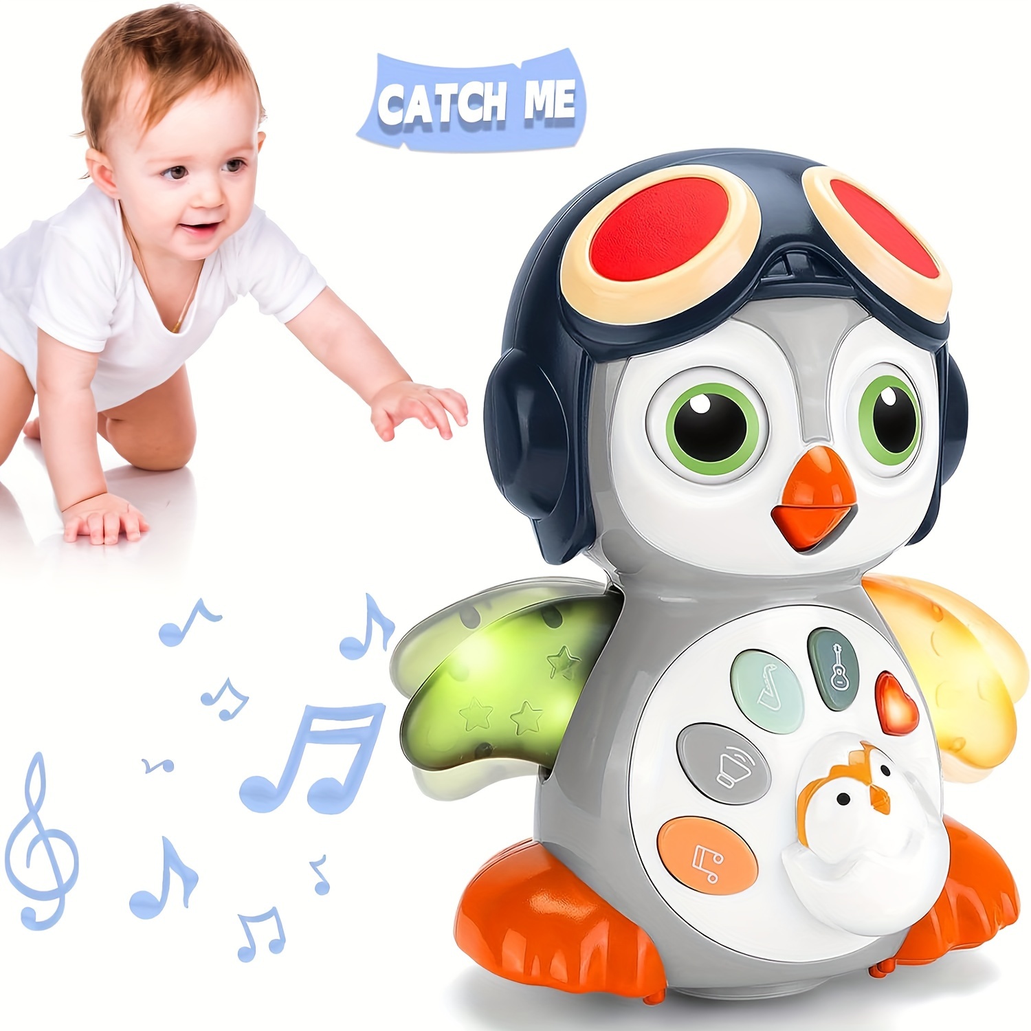 

Crawling Penguin Musical Toy, Tummy Time Toy With Music & Lights, Light Up Learning Toy, Dancing Crawling Toy, Learning To Crawl, Interactive Development Toy, Holiday Gift, Random Color