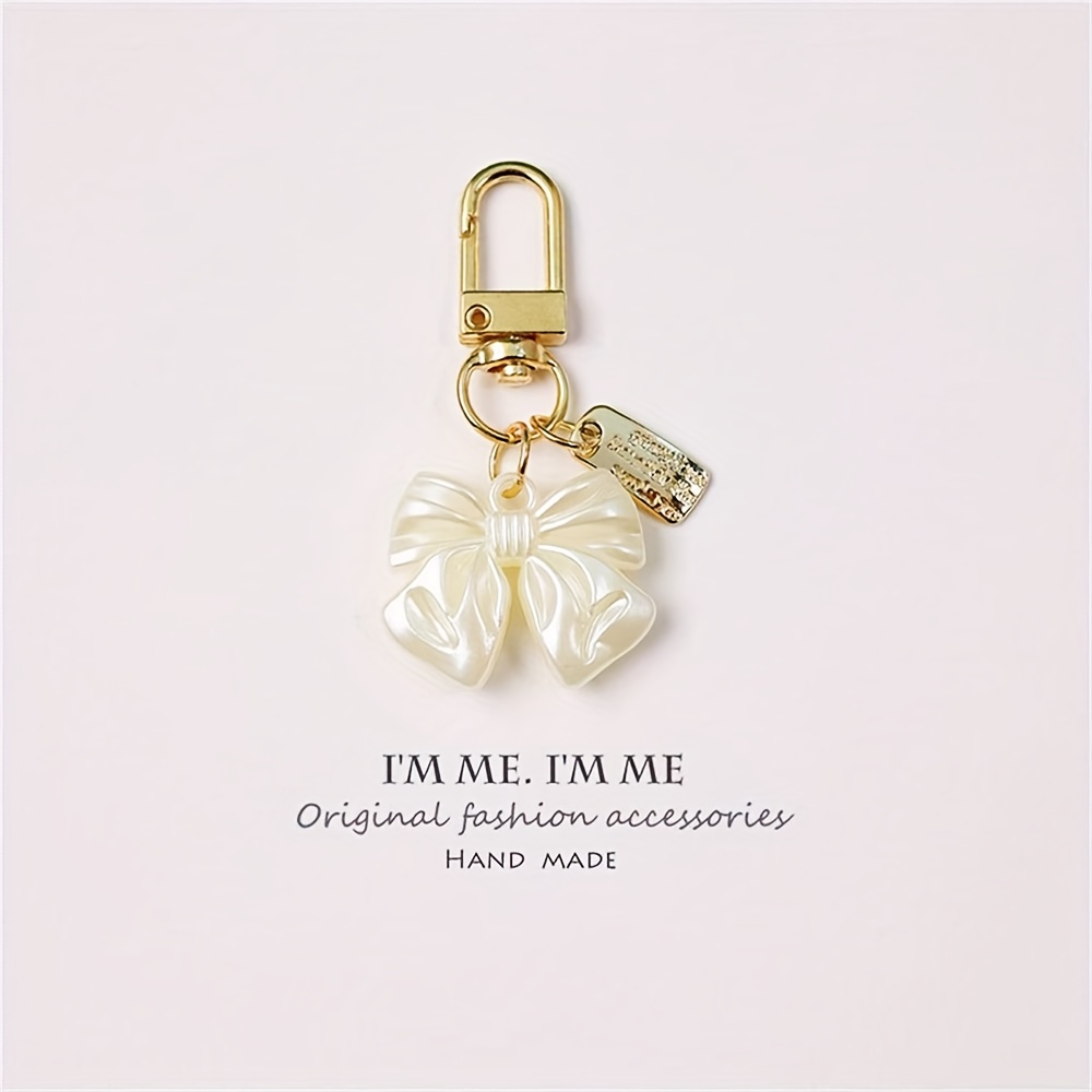 TEMU Cross-border Rose Bow Tassel Keychain Car Pendant Women's Purse Charm, 1pc