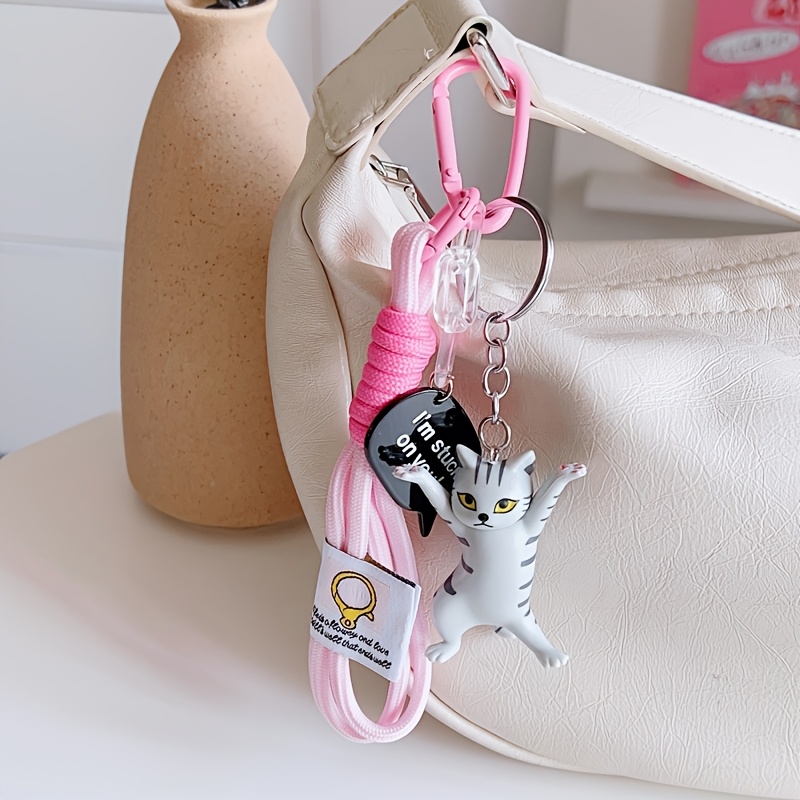 1pc Cartoon Cat Dance Pendant Keychain Pvc Material Alphabet