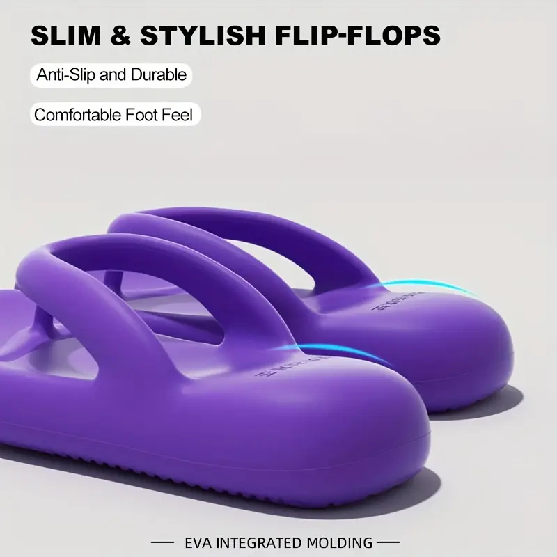 womens eva flip flops stylish comfortable thick sole beach sandals anti slip durable slip on footwear with flat heel purple non slip sandals casual summer footwear eva material Product details 6