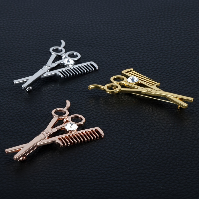 

3 Pcs Enamel Jewelry Barber Shop Hair Dresser Tools Scissors Shears Broochs Accessories Brooches Pins Party Gift