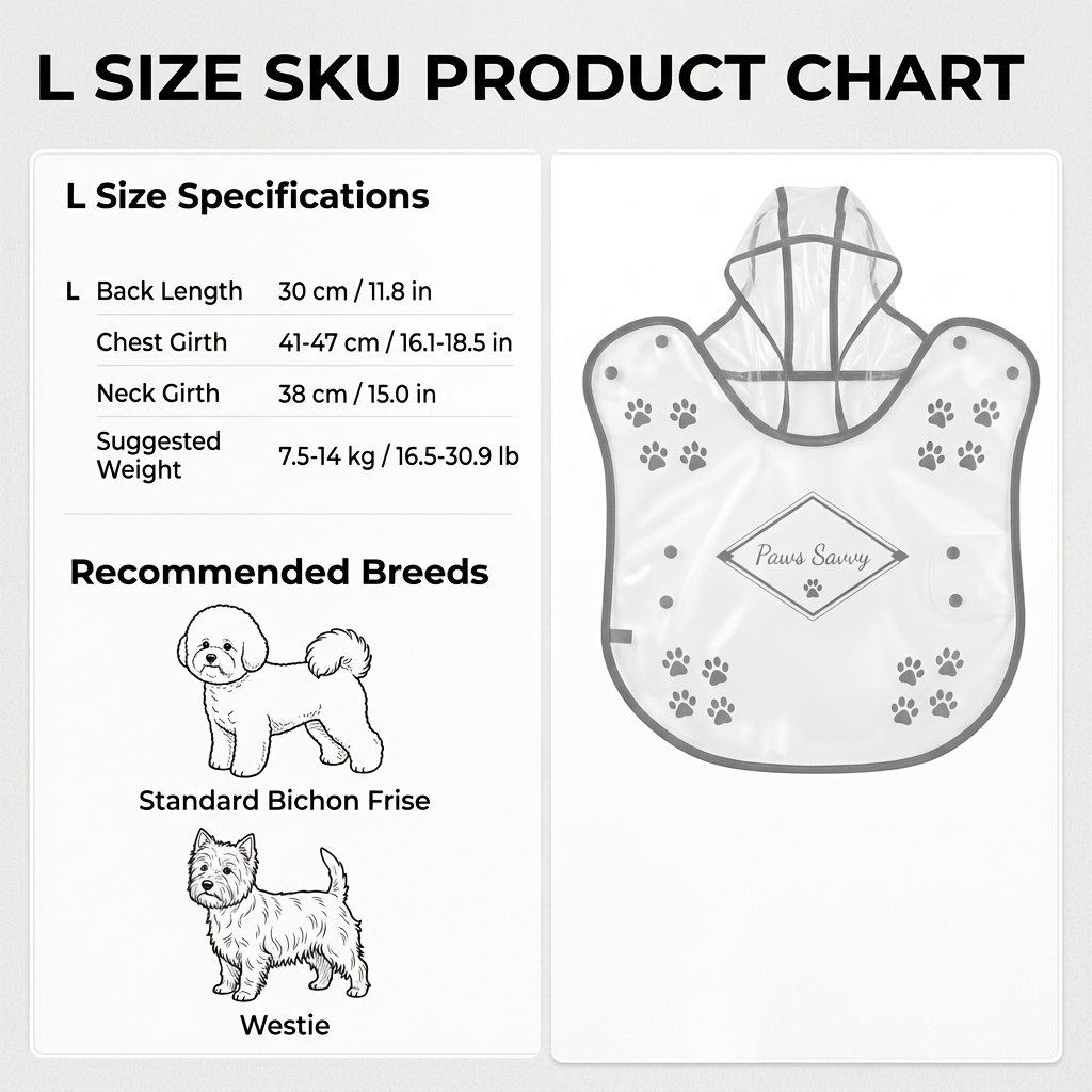 TEMU Imperméable pour animaux de compagnie Paws avec capuche, matériau EVA entièrement transparent, léger et facile à enfiler et à retirer, pour les