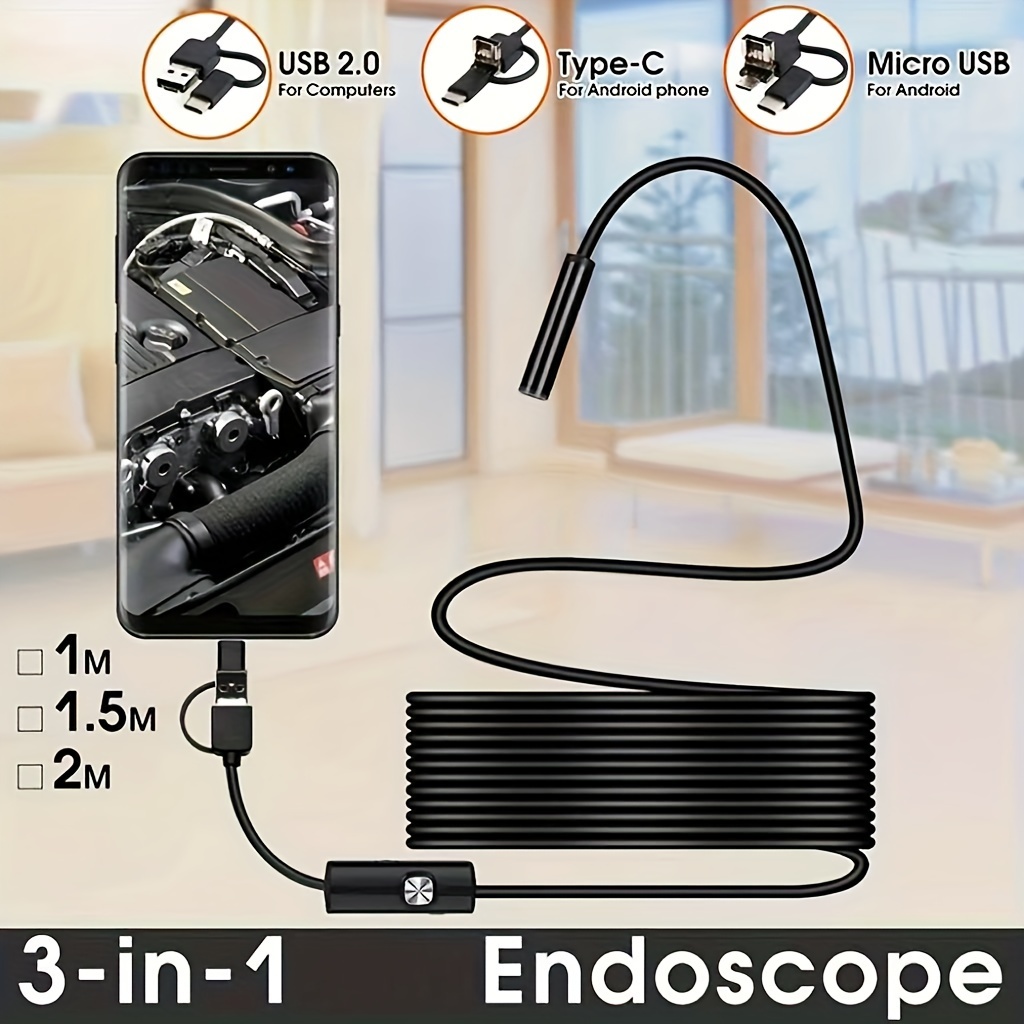 Mini Cámara Endoscópica Impermeable Ip67 Cable Duro - Temu