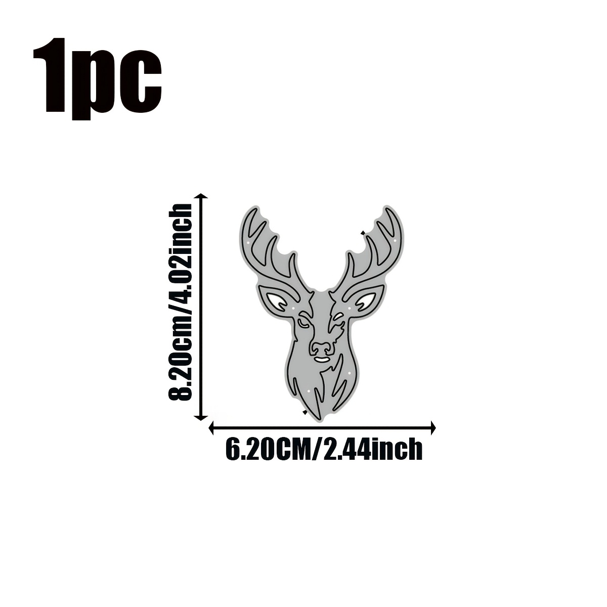 TEMU 1pc Deer Head Antlers Metal Cutting Die, 8.2×6.2cm Carbon Steel Die-cut Stencil, Christmas Embossing Mold For Diy Scrapbooking, Card Making, And
