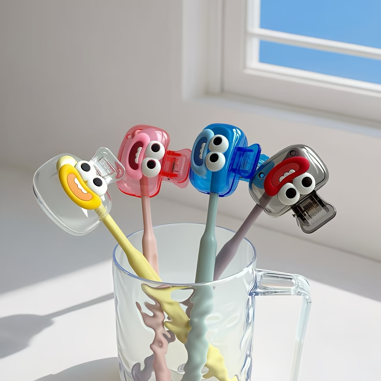 4pcs Household Toothbrush Head Storage Box, Portable Travel Toothbrush Protective Cap With Drainage Hole Bracket