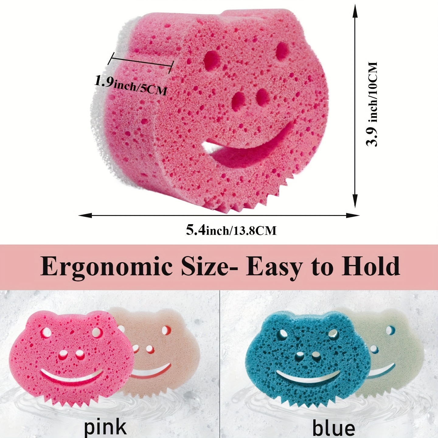 Double-Sided Large Blue Sponge for Bathing