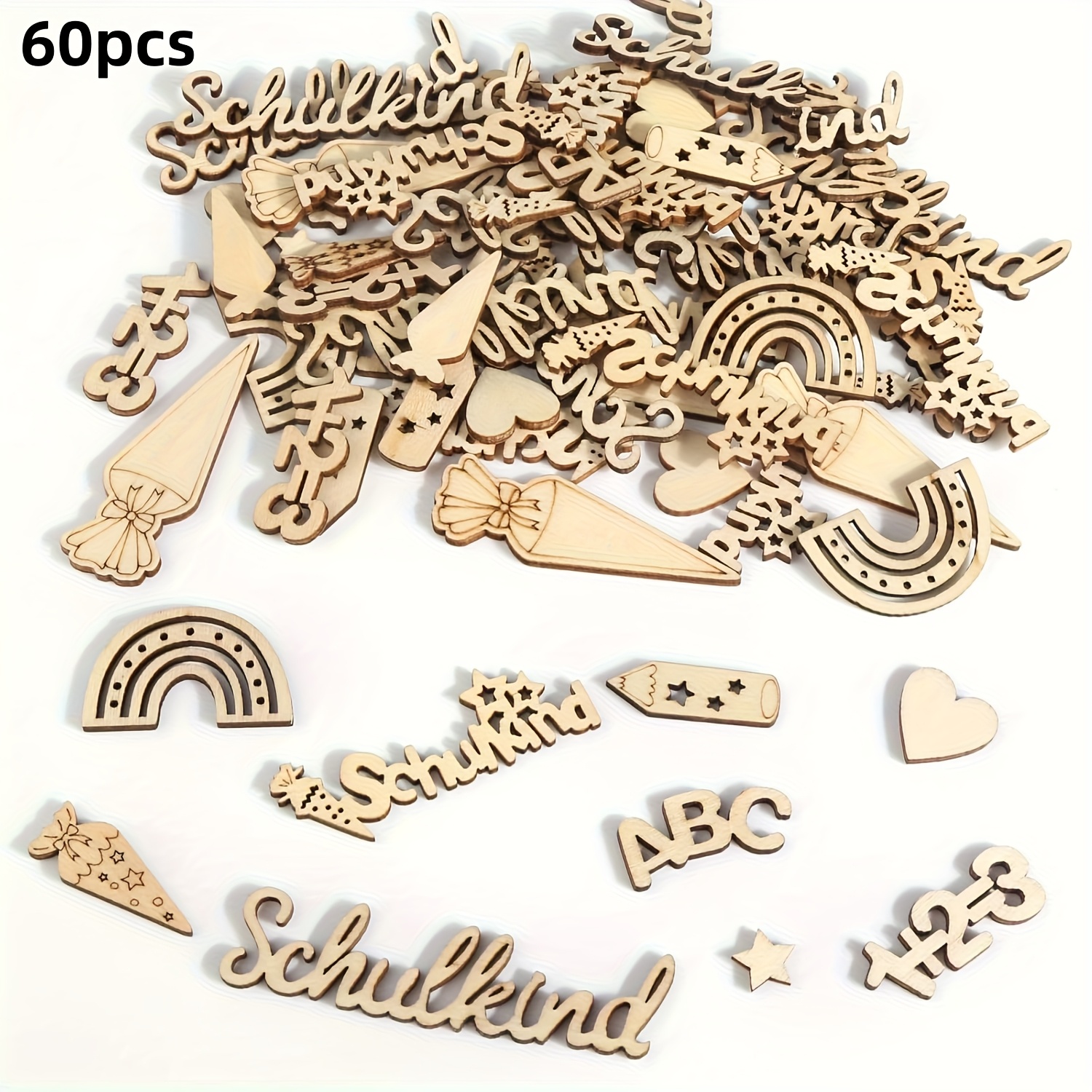 60pcs Wooden Confetti Decorations For First Day Of School, 2026 First Day Of School Decoration, Table Decoration, Confetti First Day Of School Christmas Halloween