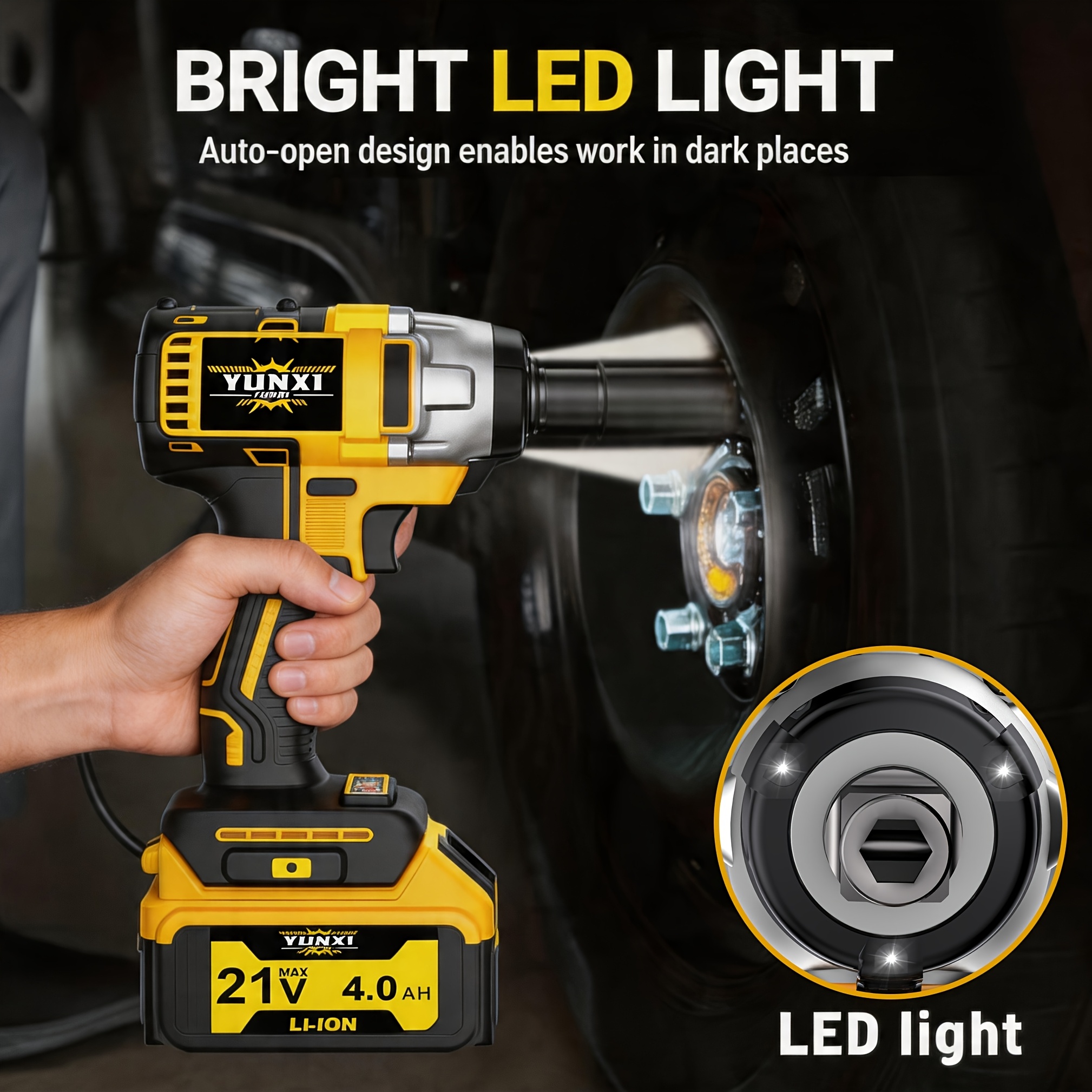 21V Cordless Impact Wrench Set, High Torque Multifunctional Tool