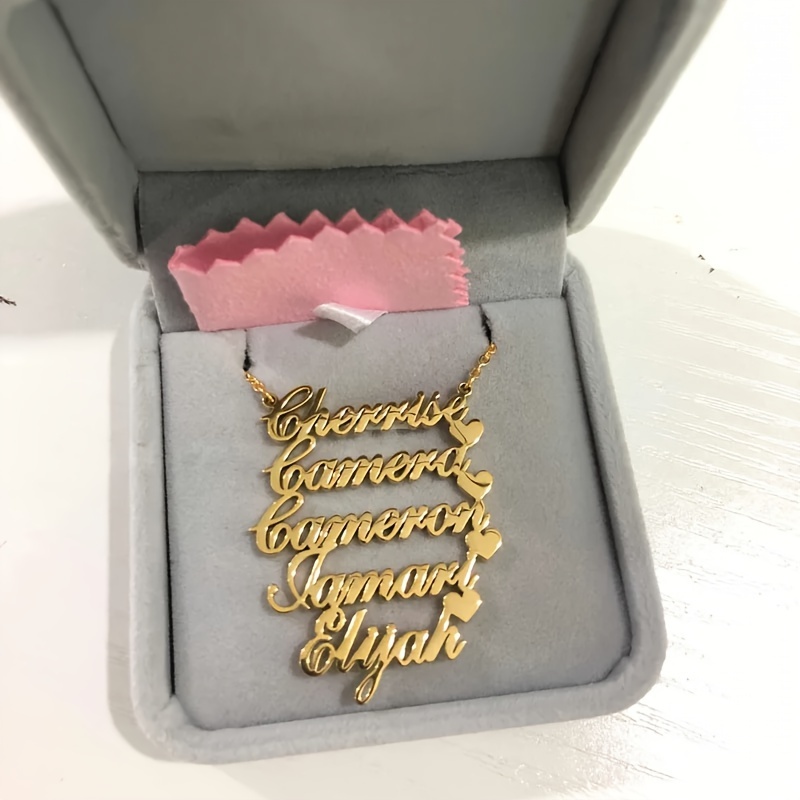 

Collier Pendentif Personnalisé Plaqué Or 18K Acier Inoxydable Collier Personnalisé Plaque Coeur Amour Noms Multiples Collier Famille Cadeaux Pour Femmes