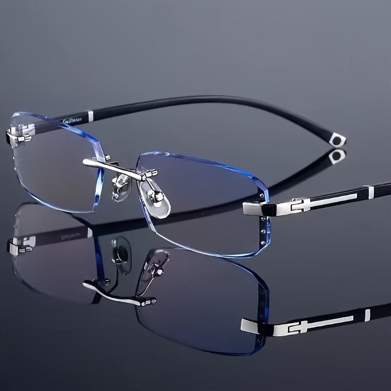 

1pc Zq Rimless Men' - , , Non-prescription, & Dry , For Him