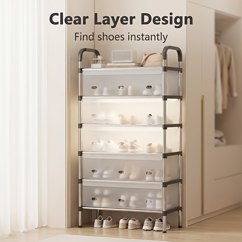 7-Layer Dustproof Shoe Rack - Shoe Cabinet, Large Capacity Vertical Shoe Cabinet for Entryways, Bedrooms, And Corridors, Space-Saving Metal Storage Rack with Dustproof Design, Sturdy Metal Frame, Slim Profile for Efficient Use of Space
