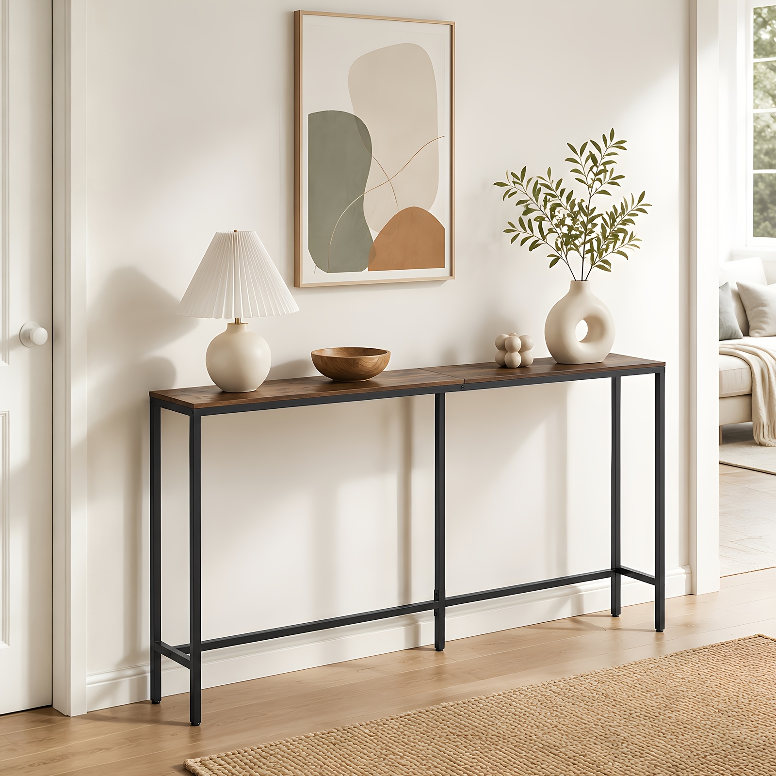 TEMU Console Table, Entryway Table, 180cm Narrow Sofa Table, Entrance Table, Industrial Sofa Table, Sofa Back Table, Suitable For And Living Rooms,