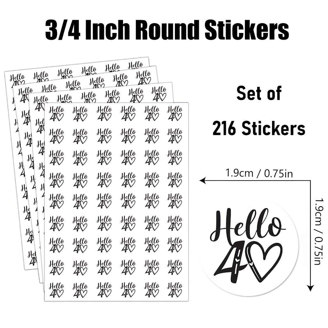 216pcs 40th Birthday Stickers Suitable For - Candy & Chocolate Drop Labels, Heart Decorations With Hello , Party Favors For 40th Birthday Party Decorations, Wrappers