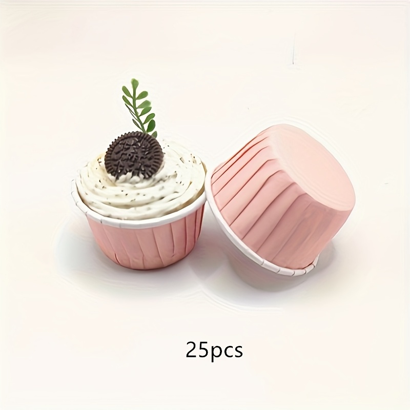 TEMU 25 piezas de forros de cupcakes desechables - Tazas de muffin resistentes al aceite y al en colores variados para hornear en casa, fiestas -