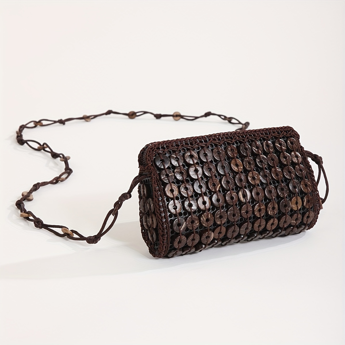 TEMU Nuovo Borsello a Tracolla in Stile Retro con di , , Perline Intrecciate e Monete di Valore, Borsa a Forma di Croce