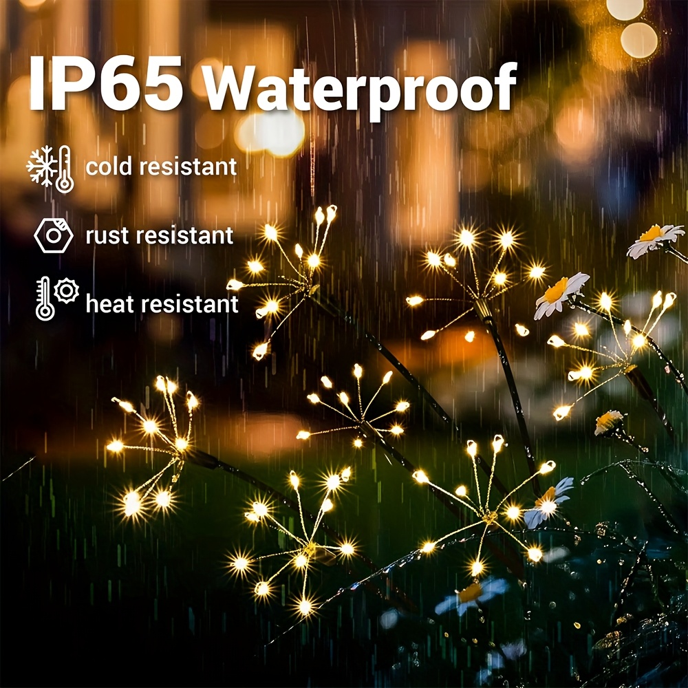 solar firework light solar garden lights with 8 lighting   ip65 waterproof lighted holiday displays christmas halloween garden decor for lawn patio   party camping decoration solar garden ornaments christmas light   christmas decorations solar light with panel garden solar light halloween   garden decor solar light garden pathway lighting patio accent lighting firework solar light holiday solar display Product details 3