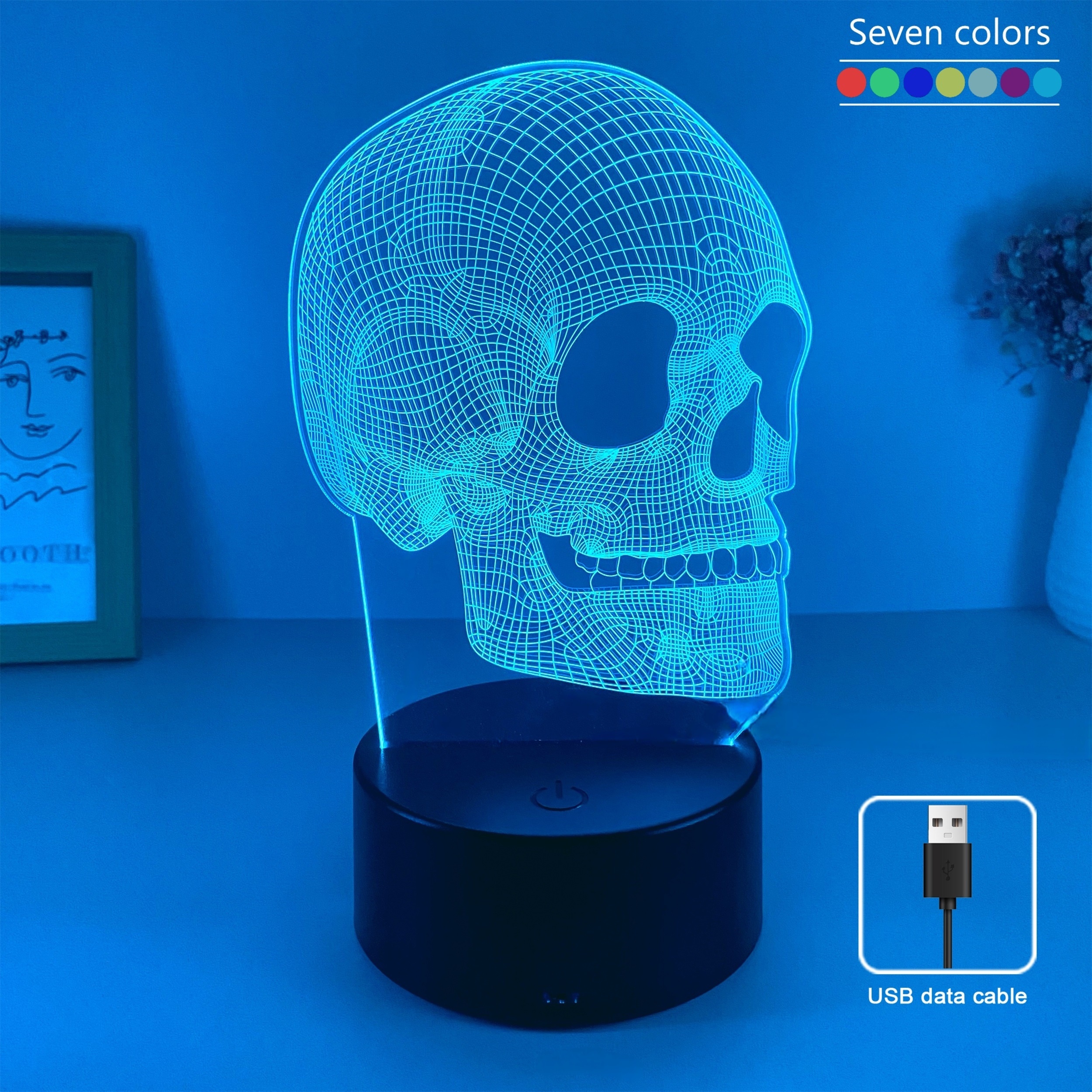 

Head Series 3d Creative Night Light, 7 Colors, Touch Control, Halloween, Holiday Atmosphere Decoration Table Lamp, Usb Bedroom Bedside Sleep Lamp, Festival, Birthday Gift Lamp For Family And Friend