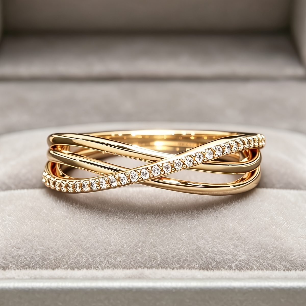 Elegant Temperament Multi-Layer Wrapped Synthetic Zirconia Ring
