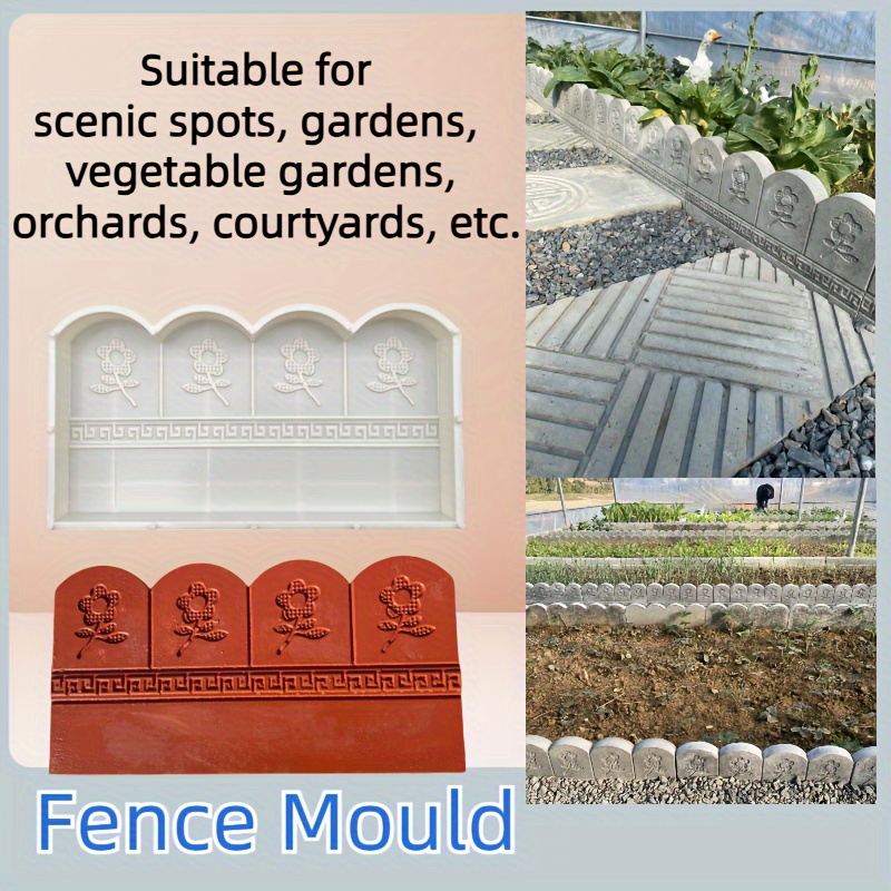 

Plastic Fence Border Mould, 1 Pack - Decorative Concrete Garden Edging Mold For Flower Bed, Vegetable Patch, Yard Landscaping - Diy Casting Cement Fence Moulds For Outdoor Scenic Spots, Orchards