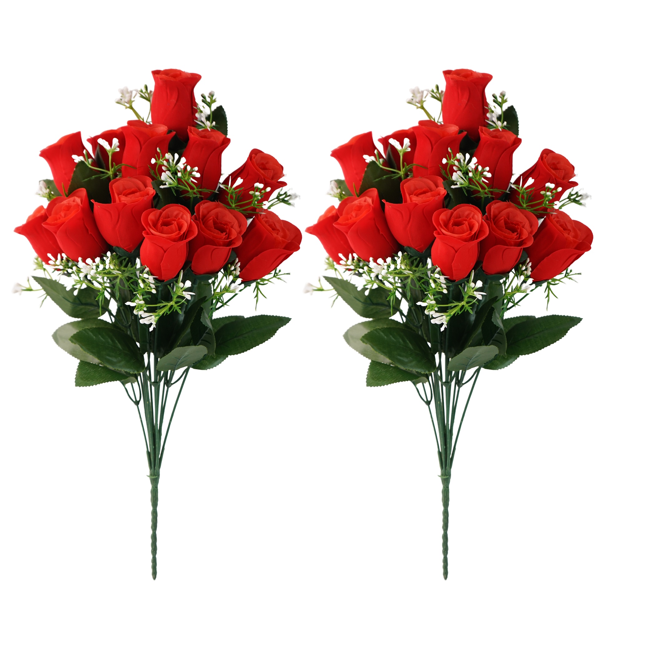 

2 Sets Artificial Cemetery Flowers, Outdoor Grave Decorations Roses, Beautiful Arrangements Bouquet With Cemetery Vase, Lasting And Non-bleed Colors