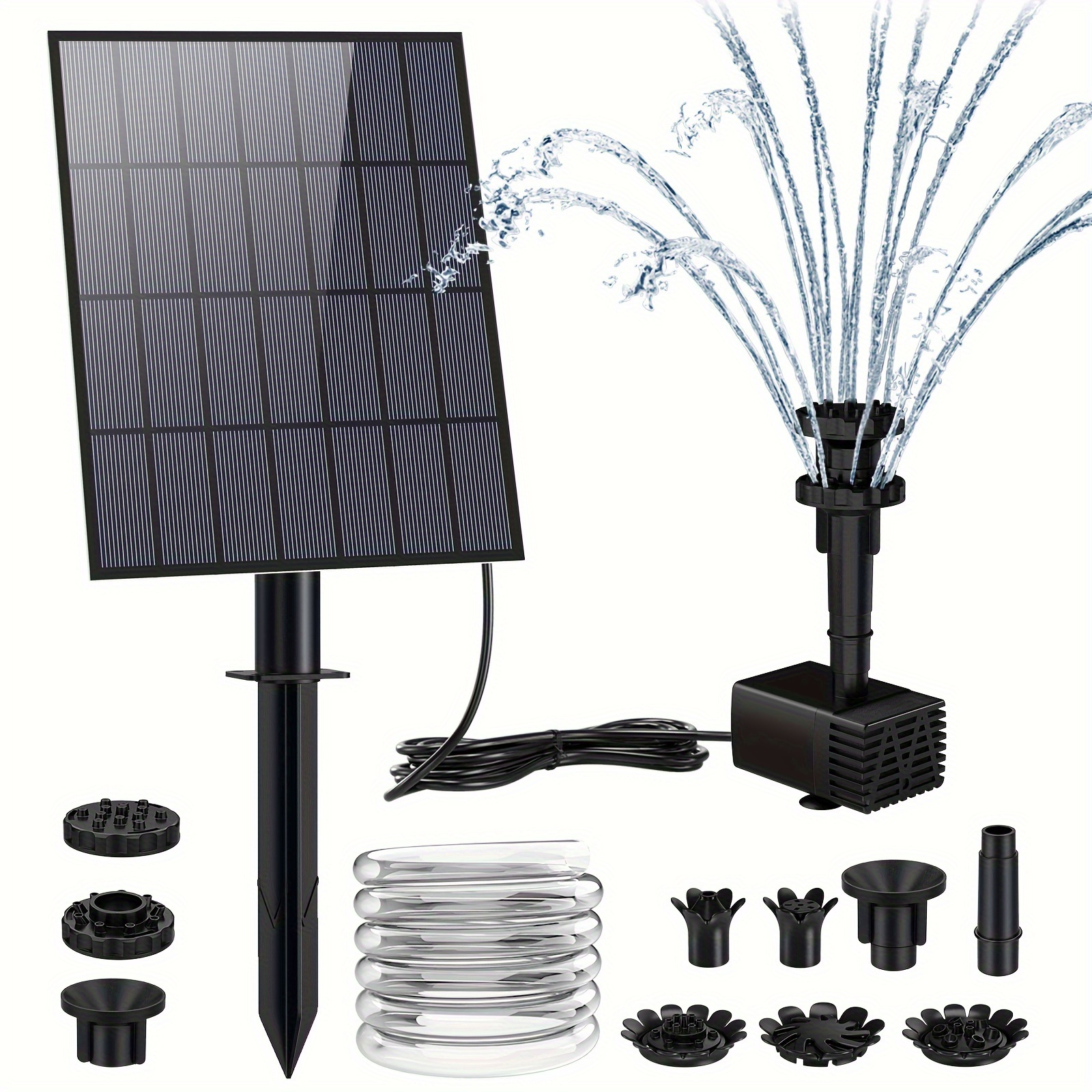 Artikelbild solarbrunnen für vogelbad, solarpanel, solarbrunnen, poolbrunnen mit 7 düsen, solarbetriebene wasserpumpe für garten, teiche, pool, fischbecken, aquarium outdoor (1,5w-3,5w), ipx8