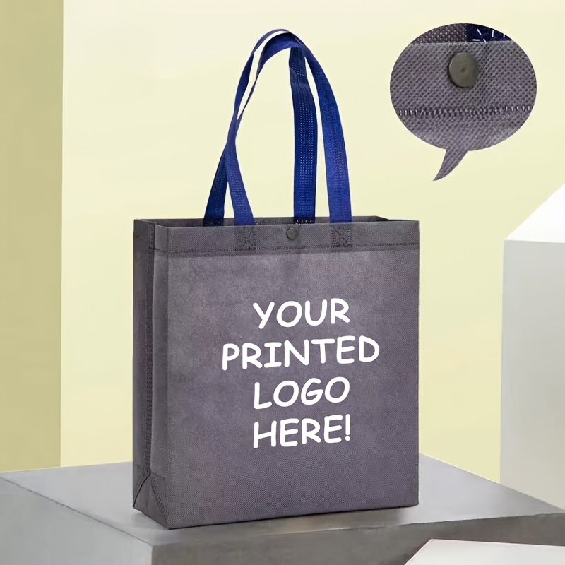 TEMU Gift For Her/him 50/100 Custom Bags With Handles, Personalized Patterns And Text, Reusable Printed Non-woven Shopping Bags, In Red And Green -