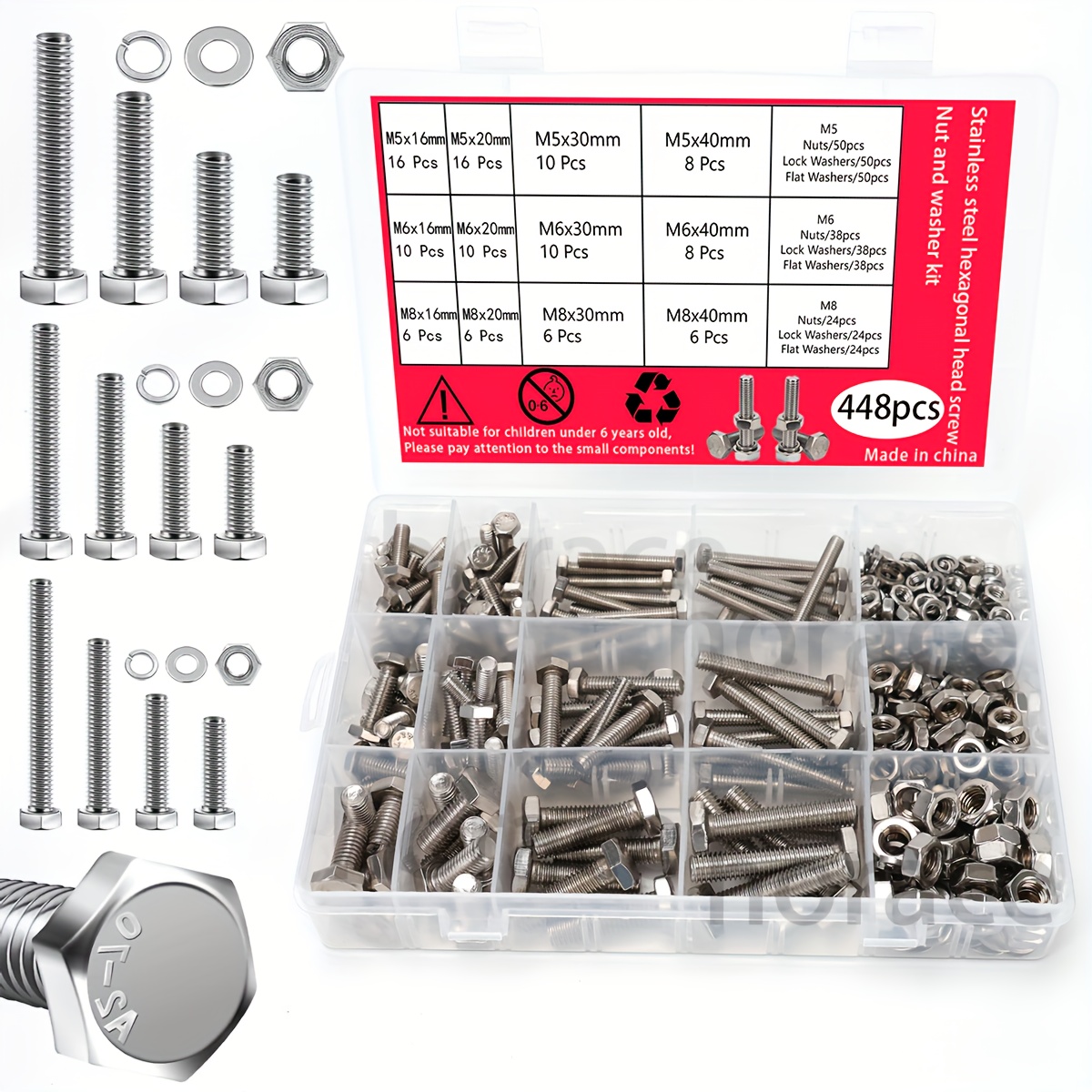 M3 M4 M5 M6 Nuts And Bolts Set Machine Screws & Nuts Assortment Kit 304 Stainless Steel Cross Flat Head 3d Printer Screws Reusable Storage Box 320 Pcs