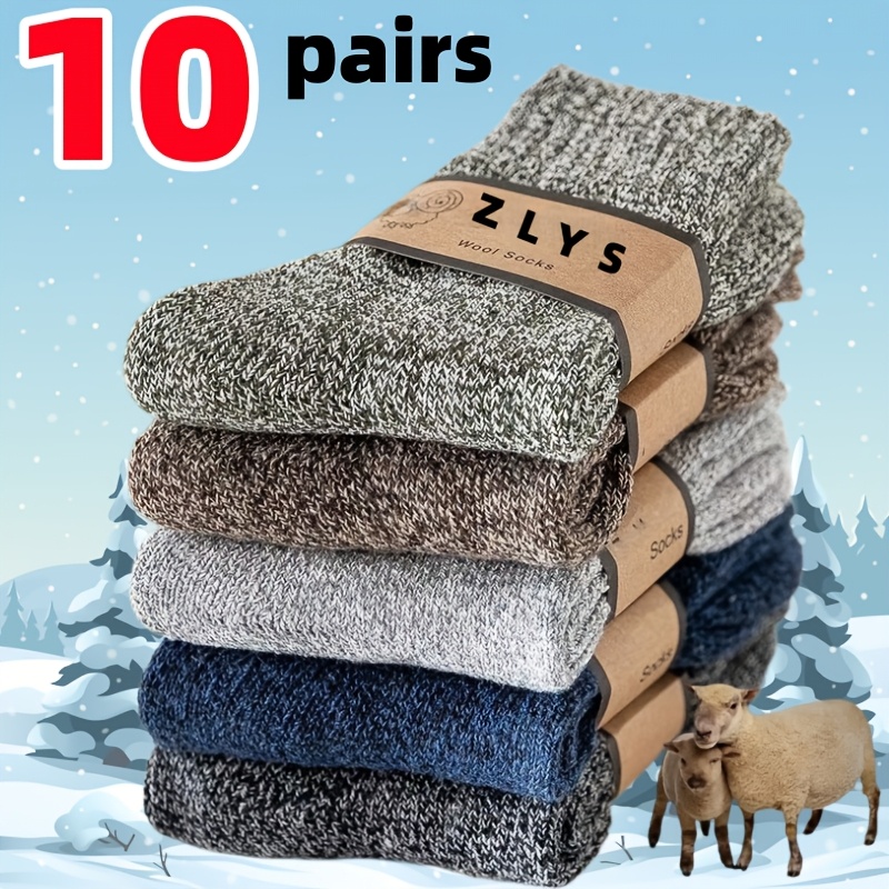 TEMU Parallel Needle Thick Craft, Outdoor Casual Cold-resistant Socks, 10 Pairs Men's Thickened Casual Outdoor Socks, Floor Socks, Christmas Socks,