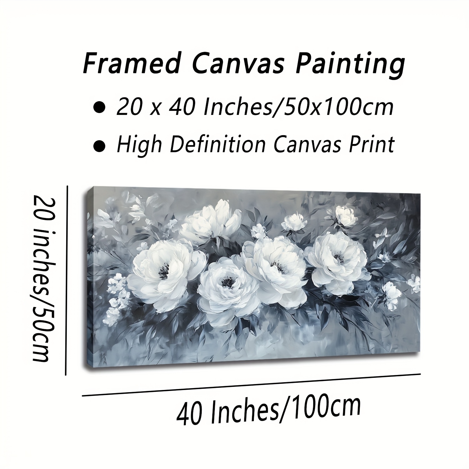 TEMU 2d Flat, 2d Flat, Framed Canvas Art Of A Large Tree With A Design In Black And White Tones, Suitable For Wall Decoration In Bathrooms, Bars,