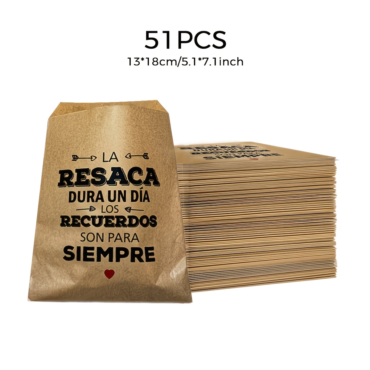 TEMU Kit de 51 bolsas de papel para boda "Kit para aliviar la resaca", impresas con "Las resacas son temporales, los recuerdos para ", adecuadas para
