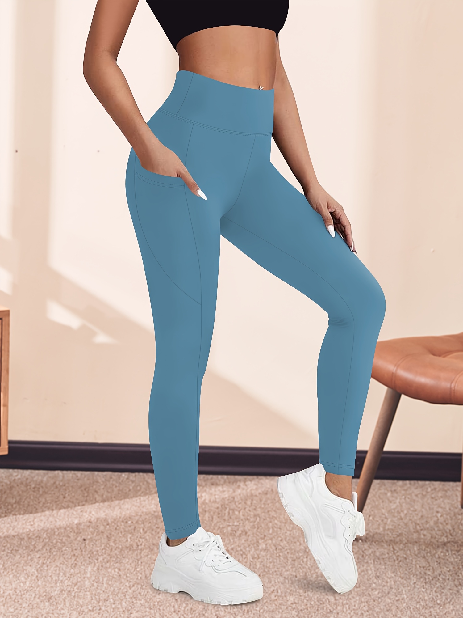 womens fashion high waist crescent pocket capri leggings Temu