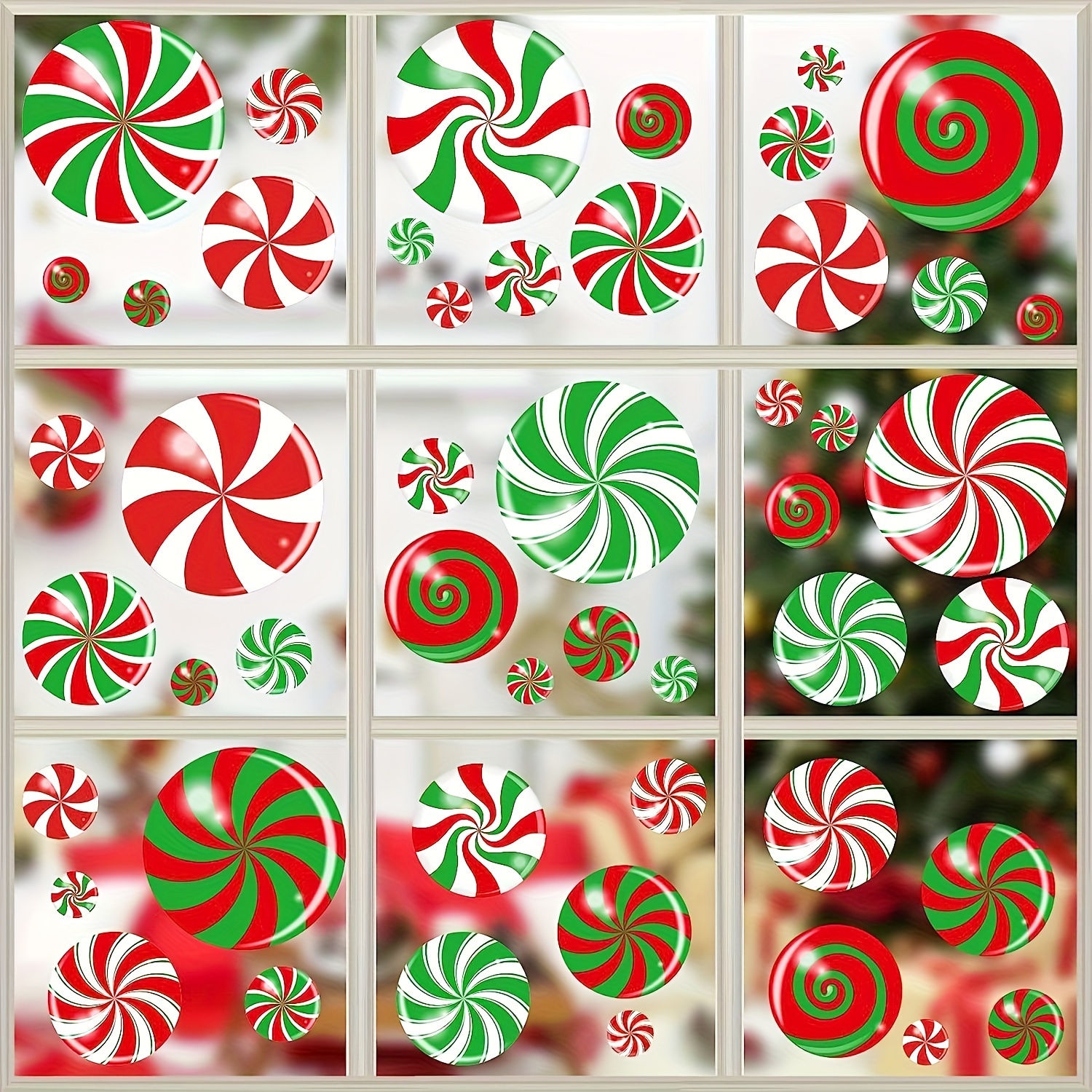 

9 Sheets Christmas Window Clings Christmas Candy Window Clings Christmas Decorations Candy Christmas Window Decals For Glass Window Office School Decorations