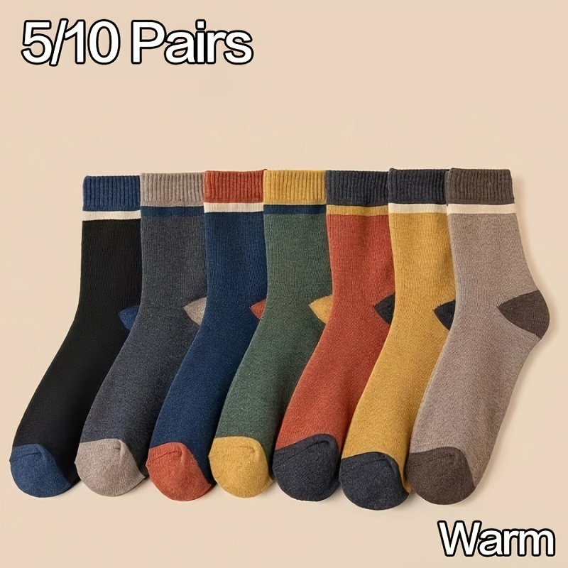

5/ 10 Pairs Of Winter Men's And Women's Warm, Insulating, Comfortable, Soft, Casual Outdoor Socks