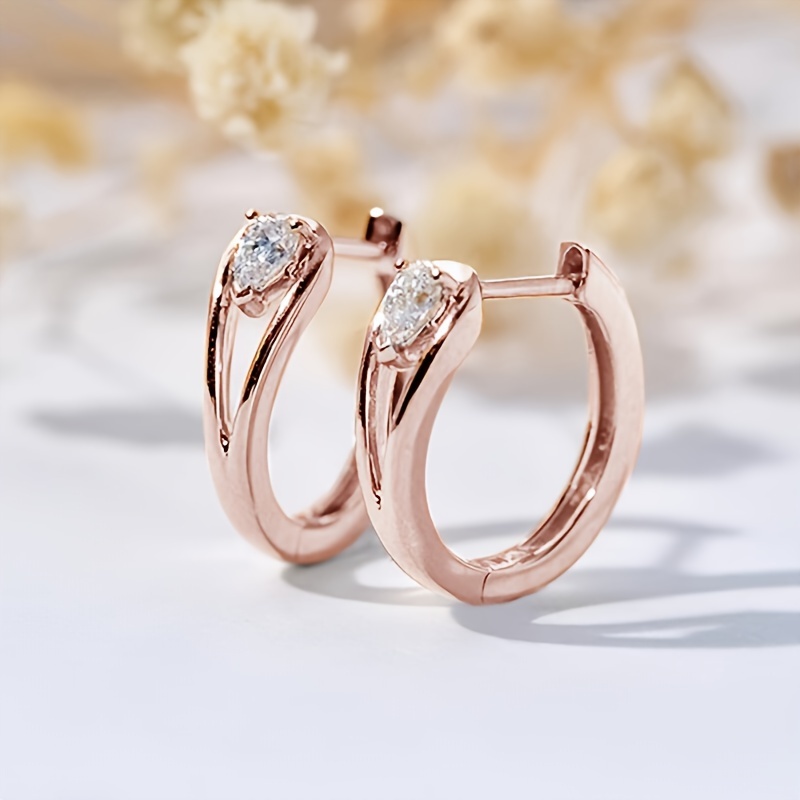 TEMU 1 Paar Damenmode Ohrringe, einfache eingelegte Tropfenform, synthetische Zirkonia-Ohrringe, Damen Freizeit Party Elegante Ohrschmuck Multicolor