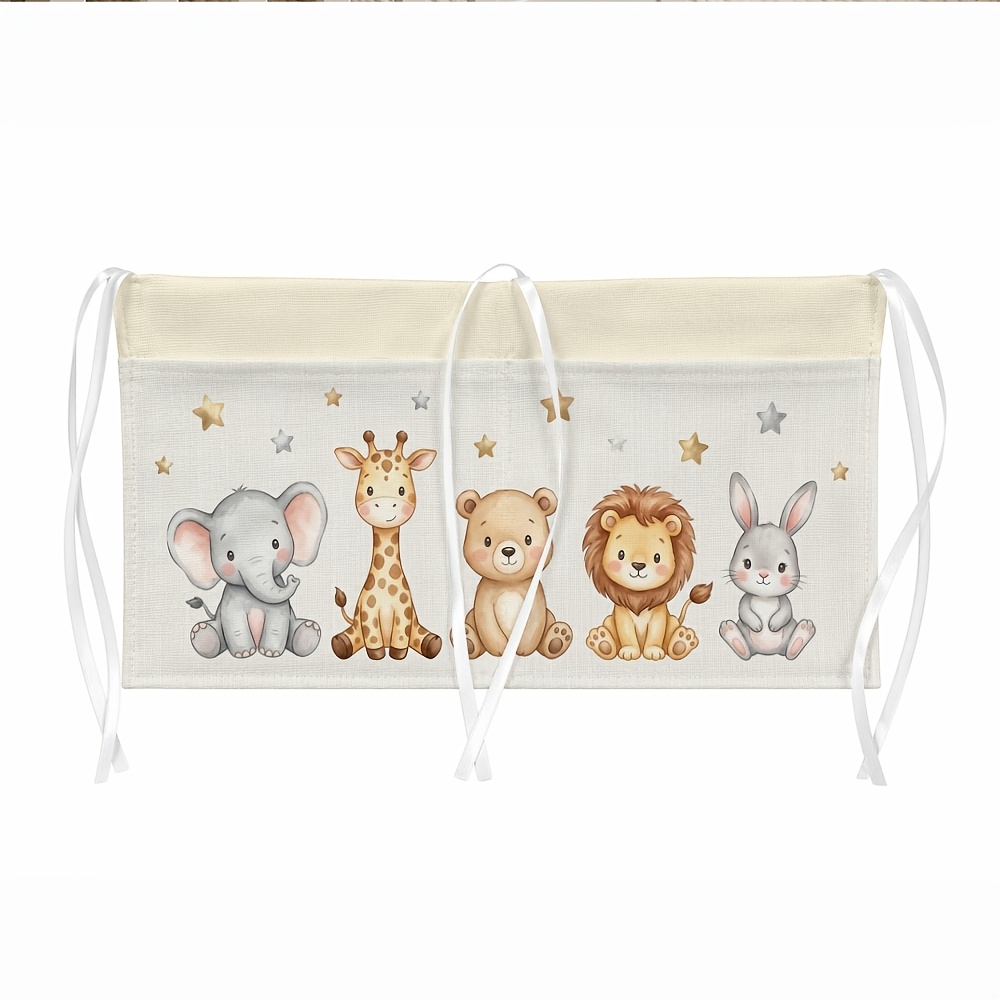 TEMU 1pc Sweet Organizer Hanger -animal Portrait Elephant Giraffe Lion- With 2-pocket Hanging Organizer - Portable Lightweight Fabric Gear Compatible