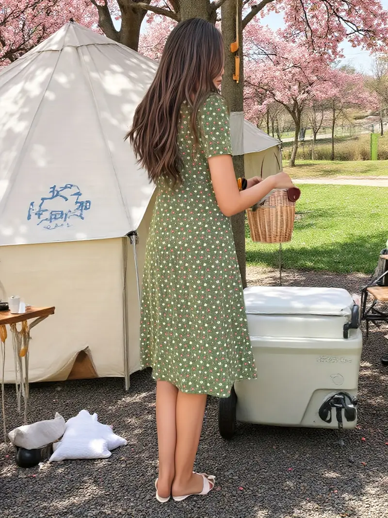 style green ditsy floral dress womens - Temu Bahrain style green ditsy floral dress womens - Temu Bahrain
