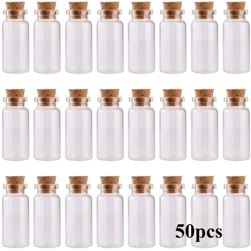 TEMU 50/100 pezzi di piccole bottigliette in vetro con tappi di , barattolini mini fai da te per artigianato e decorare forniture per feste (10ml)