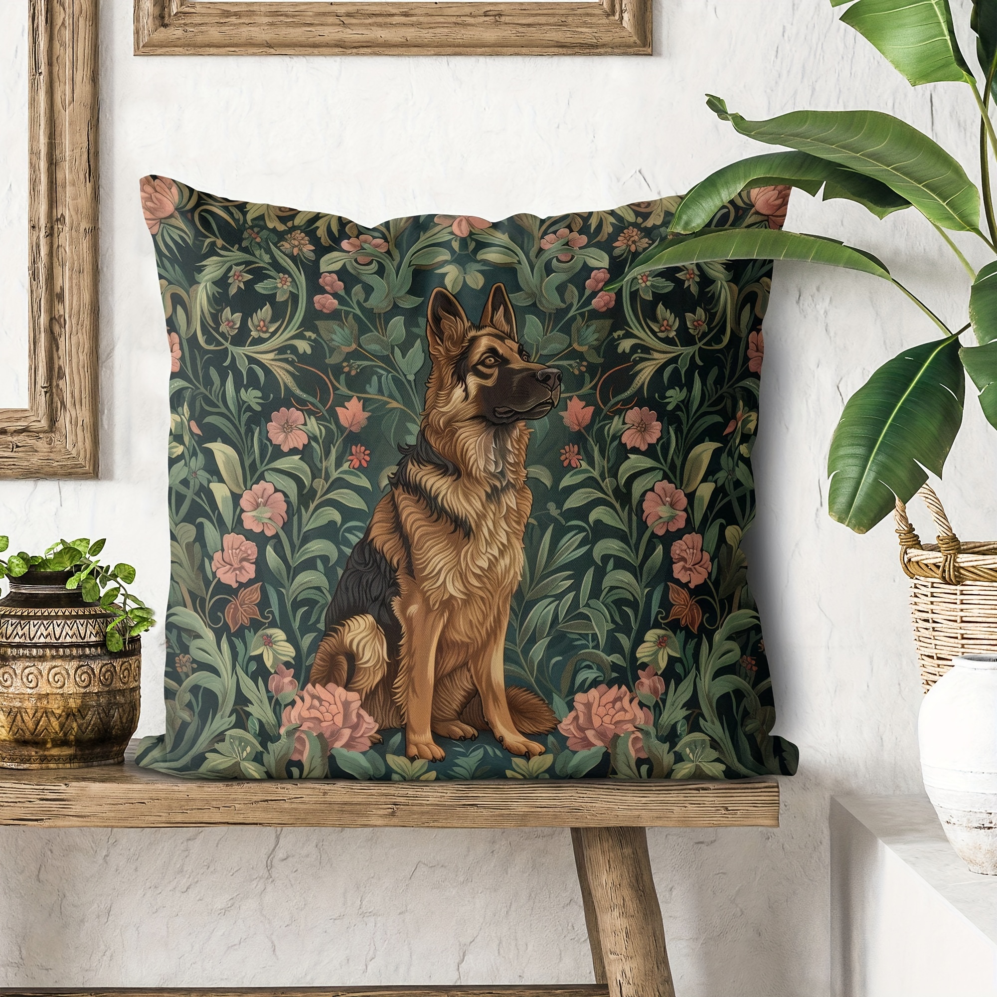 

Adorable German Shepherd Puppy Decorative Pillow Cover, 18" X 18", Single-side Print, Zip Closure - Perfect For Sofa & Bedroom Decor (pillow Insert Not Included) Dog Pillow Covers Dog Couch Cover