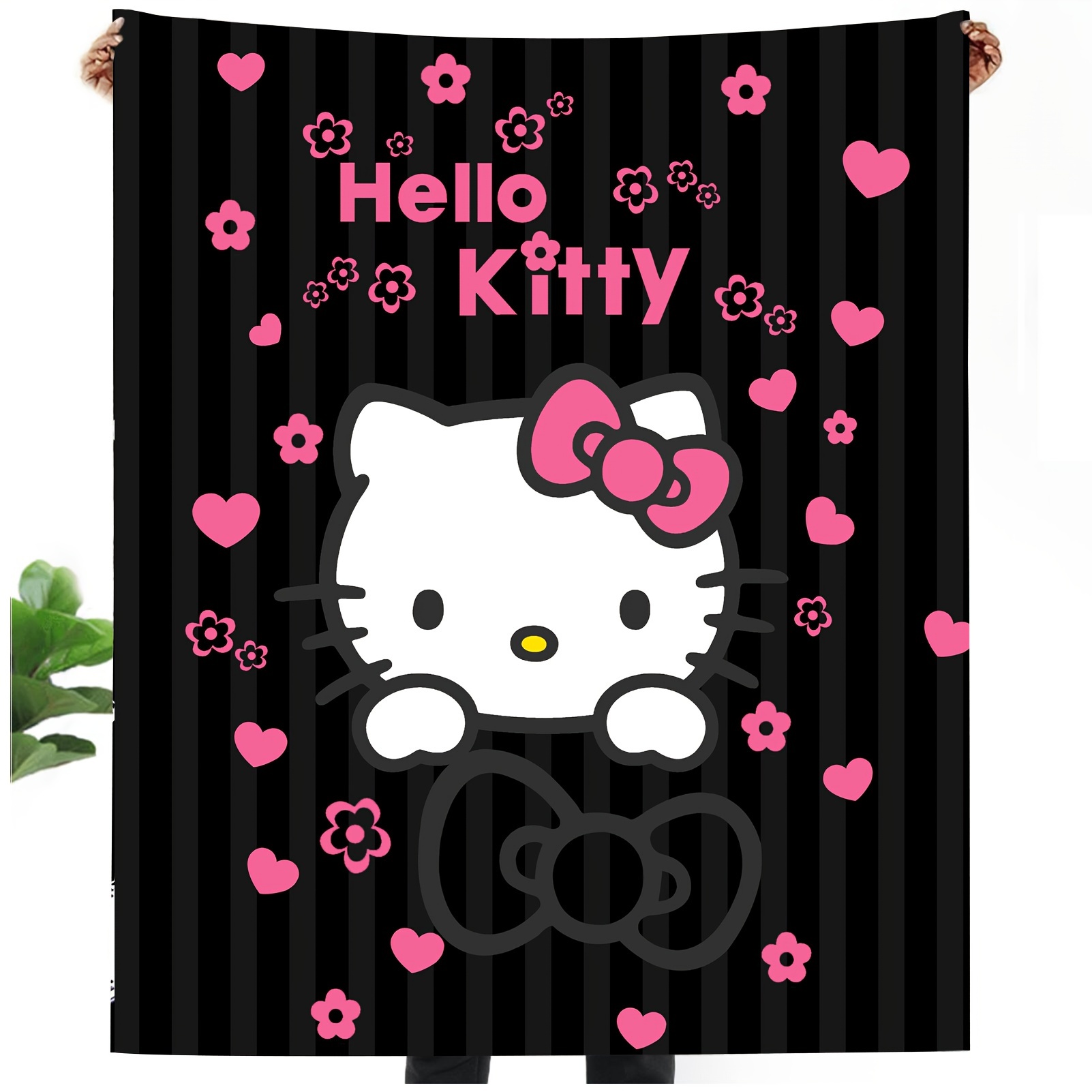 

Sanrio Hello Kitty Throw Blanket Cartoon Kawaii Bed Blanket Fuzzy Soft Sofa Throw Flannel Cover Blanket For Home Travel Camping Black