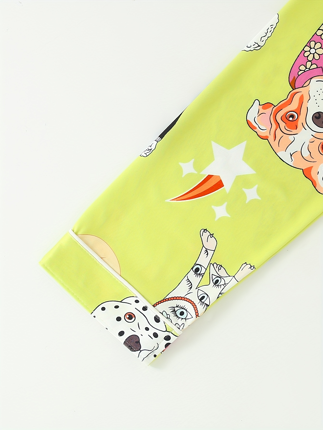 cute cartoon dog print   long sleeve button up collar top and pants casual and comfortable loose   for wearing at home womens two piece pajama set Product details 2