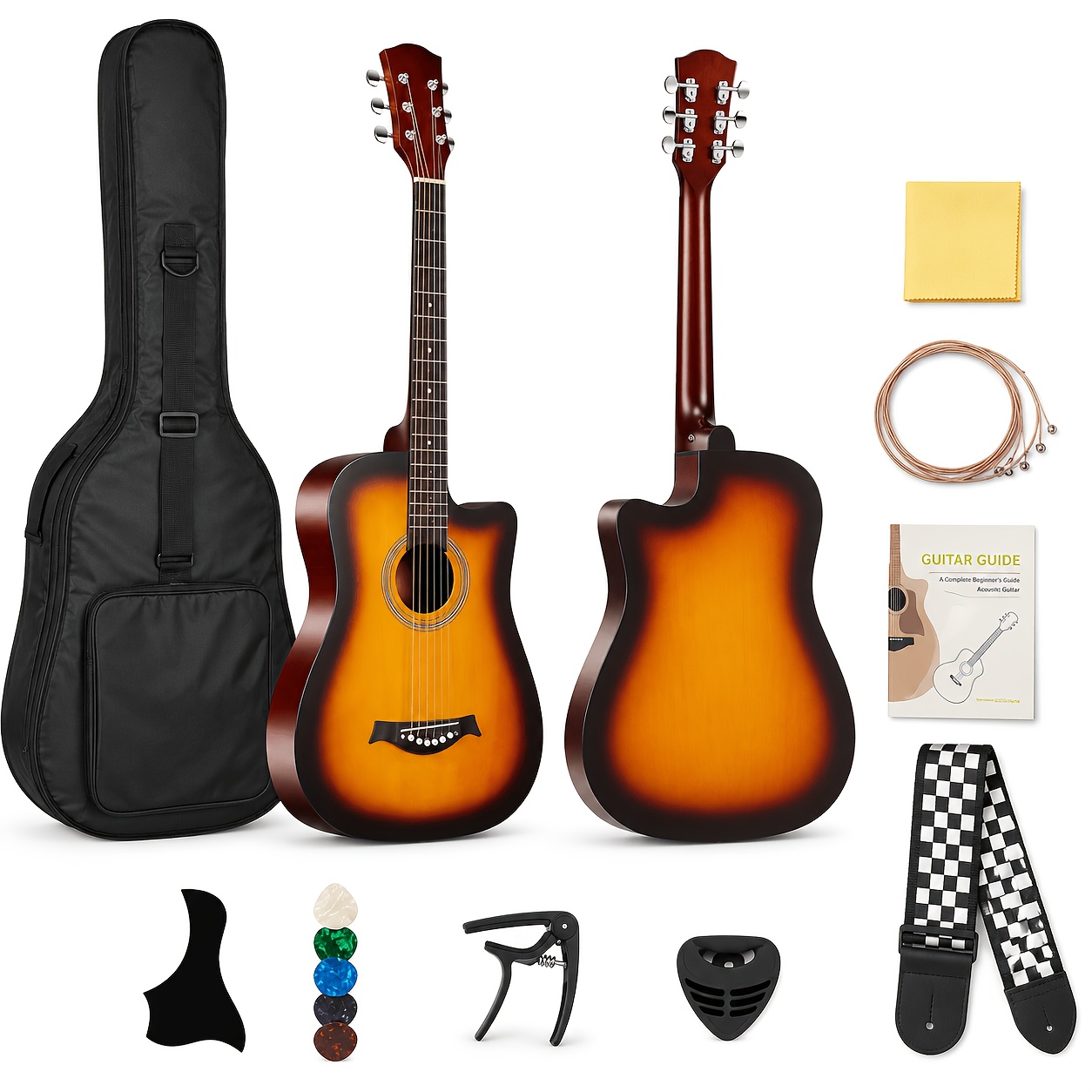 No More 38 Inch Folk Acoustic Guitar Pack with Com...