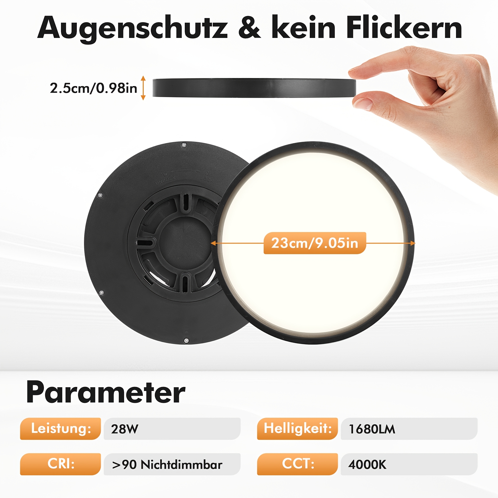 Image of 2pcs 28w Black Led Flush Ceiling Light, Ultra Slim 23cm Bathroom Ceiling Light, , Cool White/warm White/neutral White, Modern Round Flush Mount Light For Kitchen, Hallway, Bedroom, Utility Room