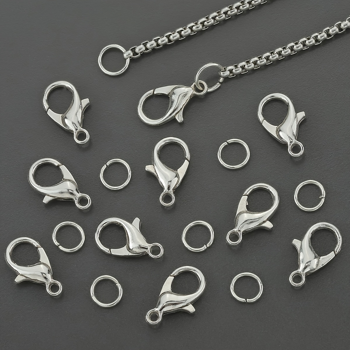 200pcs Lobster Clasp & Open Jump Ring Set for Beading