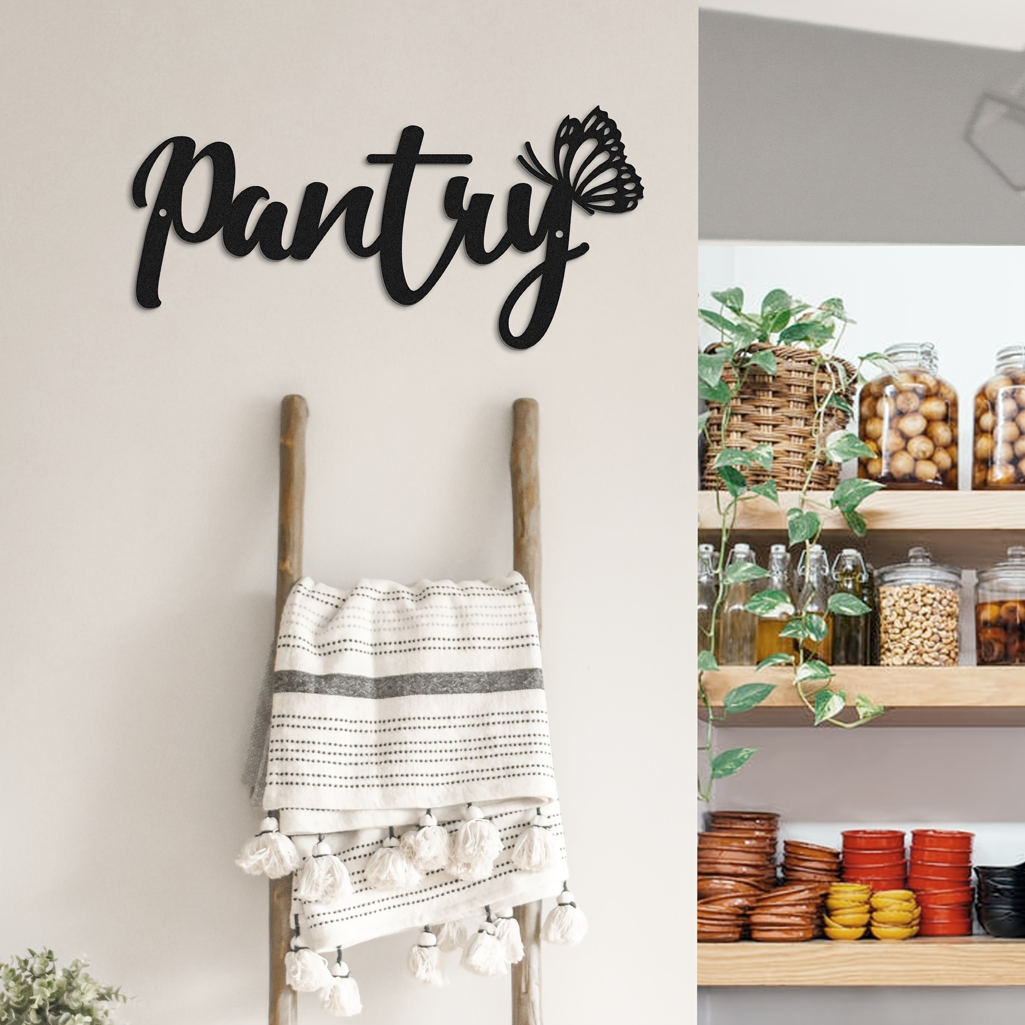 Black Metal Pantry Sign Farmhouse Butterfly Art Letters Wall - Temu