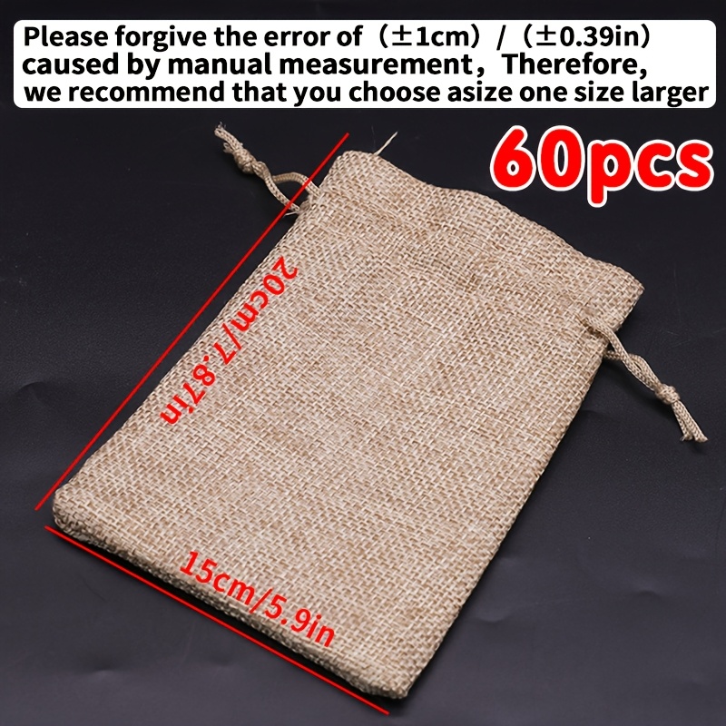 TEMU Cadeau Pour Elle/Lui 60pcs de Sacs Cordon en Jute Naturelle, Idéal pour Décorations de Fête, Rangement de Cadeaux, Noël, Thanksgiving, Halloween